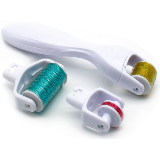 Derma Roller 3 in 1 (180-0.5mm/600-1.0mm/1200-1.5mm) Titanium Microneedling Roller
