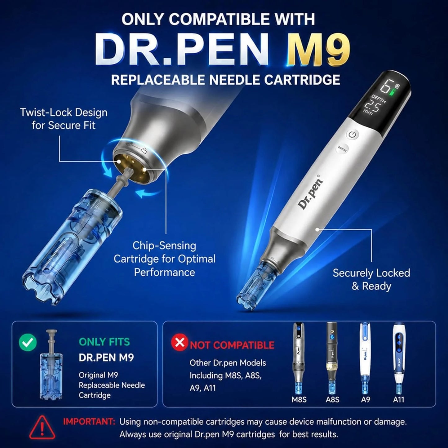 Dr. pen Ultima M9 Cartridges Microneedling Pen Cartridges - 10 pacs/Pack