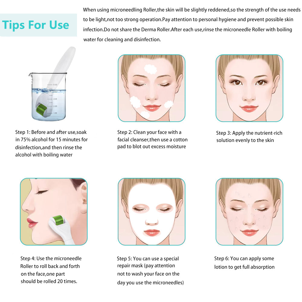 Derma Roller 4 in 1 Titanium Microneedling Roller Kit